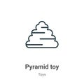 Pyramid toy outline vector icon. Thin line black pyramid toy icon, flat vector simple element illustration from editable toys Royalty Free Stock Photo