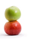 Pyramid of the two apples, isolated Royalty Free Stock Photo