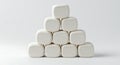 Pyramid of white marshmallows on background stack sweet food des Royalty Free Stock Photo