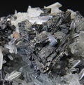 Pyramidal crystals of the antimony containing metallic mineral tetrahedrite Royalty Free Stock Photo