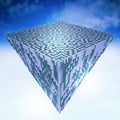 Pyramidal flying piece of land as maze structure