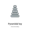 Pyramidal toy outline vector icon. Thin line black pyramidal toy icon, flat vector simple element illustration from editable kid