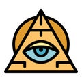 Pyramide eye amulet icon color outline vector Royalty Free Stock Photo