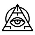 Pyramide eye amulet icon, outline style Royalty Free Stock Photo