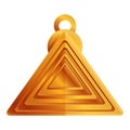 Pyramide gold amulet icon, cartoon style