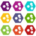 Pyramide molecule icons set 9 vector Royalty Free Stock Photo