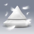 Pyramide from pillows with white feathers vector