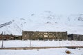 Pyramiden, Norway - August 2017: Old abandoned buildings in Pyramiden in Svalbard archipelago.