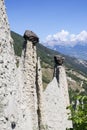 Pyramides of Euseigne or fairy chimney rock formations in Swiss Alp. Royalty Free Stock Photo