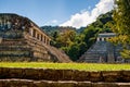 Pyramids and ancient buildings in archaeological site of Palenque, Mexico Royalty Free Stock Photo