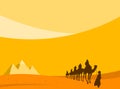 Pyramids And Camels Background