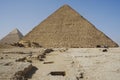 Pyramids of Cheops and Chephren in African Giza city near Cairo in Egypt