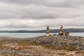 Pyramids on the coast of the Barents Sea. musta tunturi