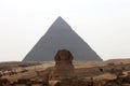 Pyramids In Desert Of Egypt And Sphinx In Giza Royalty Free Stock Photo