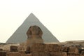 Pyramids In Desert Of Egypt And Sphinx In Giza Royalty Free Stock Photo