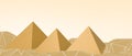 Pyramids egypt of Giza and Origami Paper with Low poly art Concept on orange. Dry desert under sun, banner, website, Copy Space