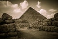 Pyramids of Giza with Clouds, Egypt Royalty Free Stock Photo