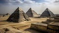 Pyramids of Giza, Egypt, view of the pyramids from the inner courtyard