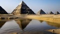 Pyramids of Giza, Egypt, view of the pyramids from the Nile River