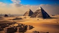 Pyramids of Giza, Egypt, view of the pyramids from the square in front of the Sphinx