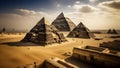 Pyramids of Giza, Egypt, view of the pyramids from the square in front of the Sphinx Royalty Free Stock Photo