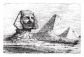 Pyramids of Giza and the Great Sphinx, vintage engraving Royalty Free Stock Photo