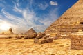 The Pyramids of Giza on the way to the Great Sphinx, Egypt Royalty Free Stock Photo