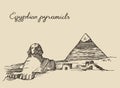 Pyramids Great Sphinx, Giza in Cairo Egypt sketch Royalty Free Stock Photo