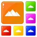 Pyramids icons set vector color