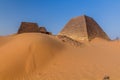 Pyramids of Meroe located in a desert of Sud Royalty Free Stock Photo