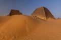 Pyramids of Meroe located in a desert of Sud Royalty Free Stock Photo