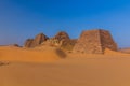 Pyramids of Meroe located in a desert of Sud Royalty Free Stock Photo