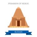 Pyramids Meroe Sudan Flat style historic web vecto