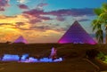 Pyramids in the night lights Royalty Free Stock Photo