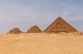 Pyramids of Queens in front of pyramid of Menkaure