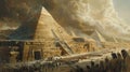 Pyramids Rising: Stunning Depiction of Gizeh\'s Monumental Construction Process Royalty Free Stock Photo