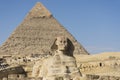 The Pyramids and Sphinx of Egypt. In Giza. Wonder of the ancient world. One of the most visited tourist destinations in the world. Royalty Free Stock Photo
