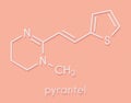 Pyrantel antinematodal drug molecule. Used to threat nematode roundworm parasite infections. Skeletal formula.