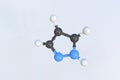 Pyrazole molecule made with balls, isolated molecular model. 3D rendering Royalty Free Stock Photo