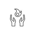 Pyre, hand, magic, fire icon. Element of magic for mobile concept and web apps icon. Thin line icon for website design and