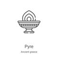 pyre icon vector from ancient greece collection. Thin line pyre outline icon vector illustration. Linear symbol for use on web and