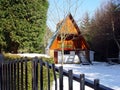 Snowy wooden house in Gorla, Bergara in Bergara.