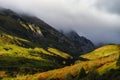 Pyrenee mountains sunrise view with beautiful sun and shadows Royalty Free Stock Photo