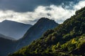 Pyrenee mountains sunrise view with beautiful sun and shadows Royalty Free Stock Photo