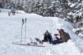 PYRENEES, ANDORRA - FEBRUARY 6, 2018: Young people photograph ea