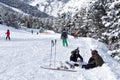 PYRENEES, ANDORRA - FEBRUARY 6, 2018: Young people photograph ea