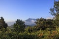 Pyrenees mountain peak landscape on a solid blue sky Royalty Free Stock Photo