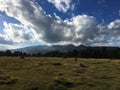 Pyrenees mountains landscape with vast meadow and dramatic clouds Royalty Free Stock Photo