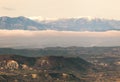 The Pyrenees mountains over cloudscape.