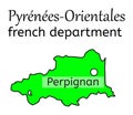 Pyrenees-Orientales french department map Royalty Free Stock Photo